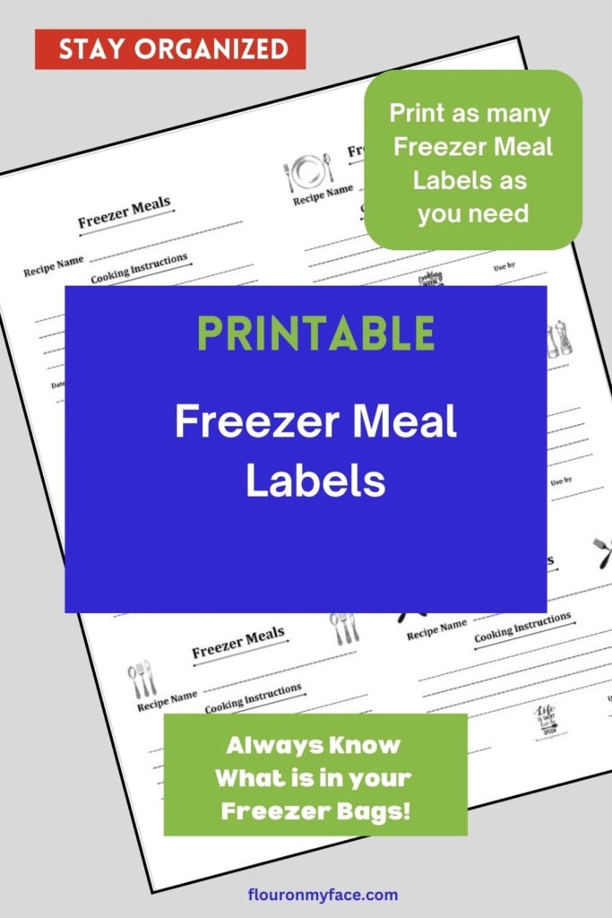 Basic freezer meal labels Pinterest image.
