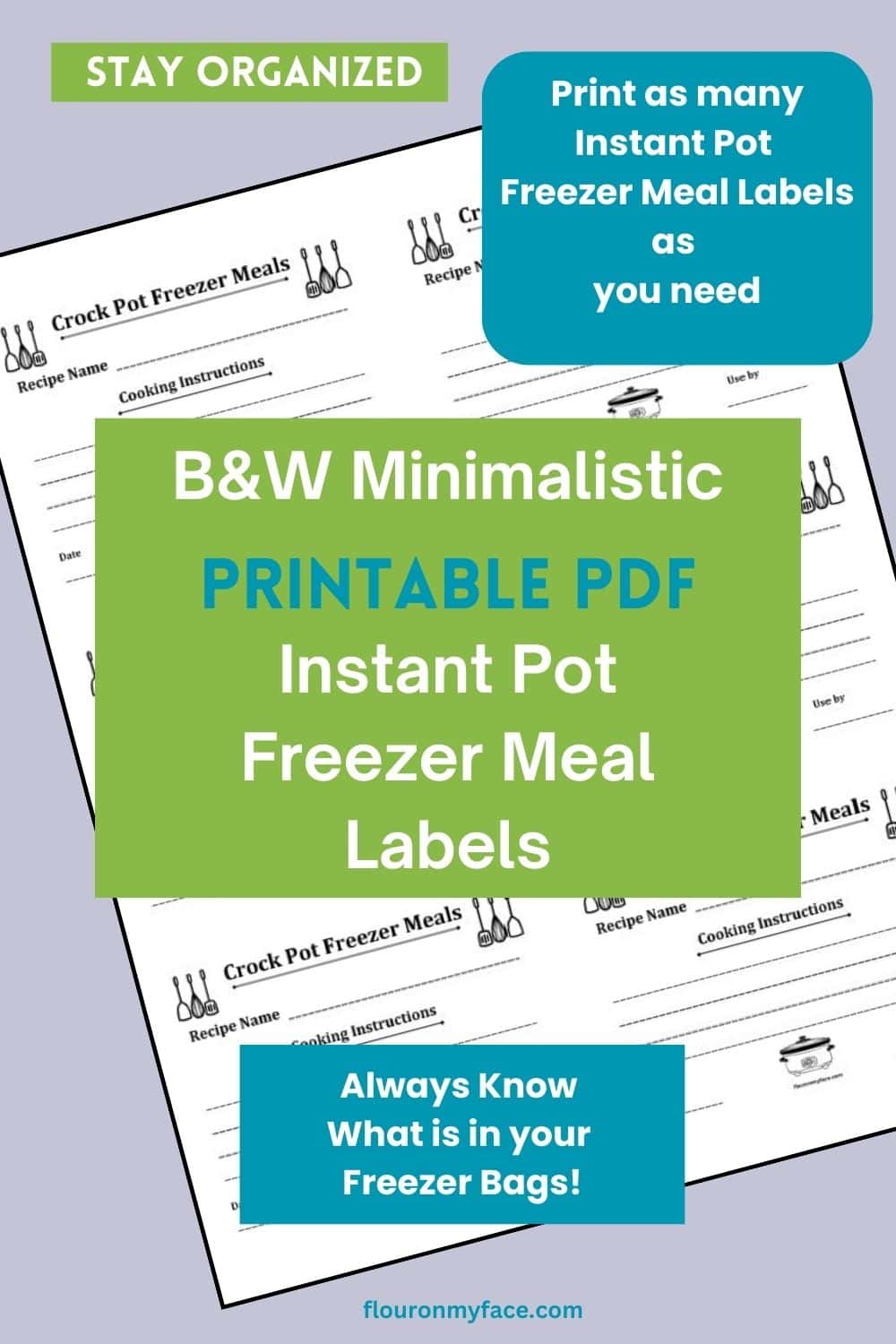 Large Instant Pot Freezer Meal Labels pinterest image with a preview.