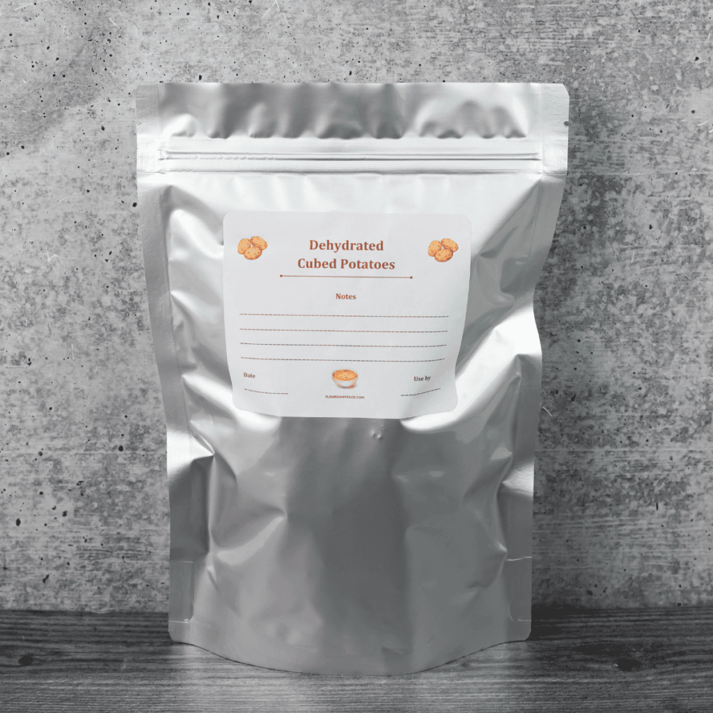 Dehydrated Cubed Potatoes Mylar Bag Label