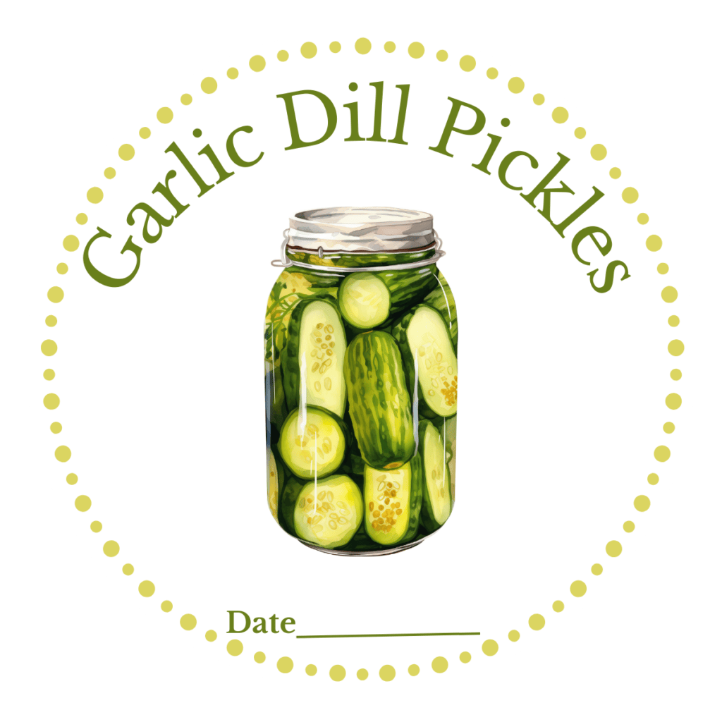 Garlic Dill Pickles Canning Label