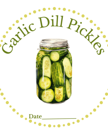 Preview of a single garlic dill canning label.
