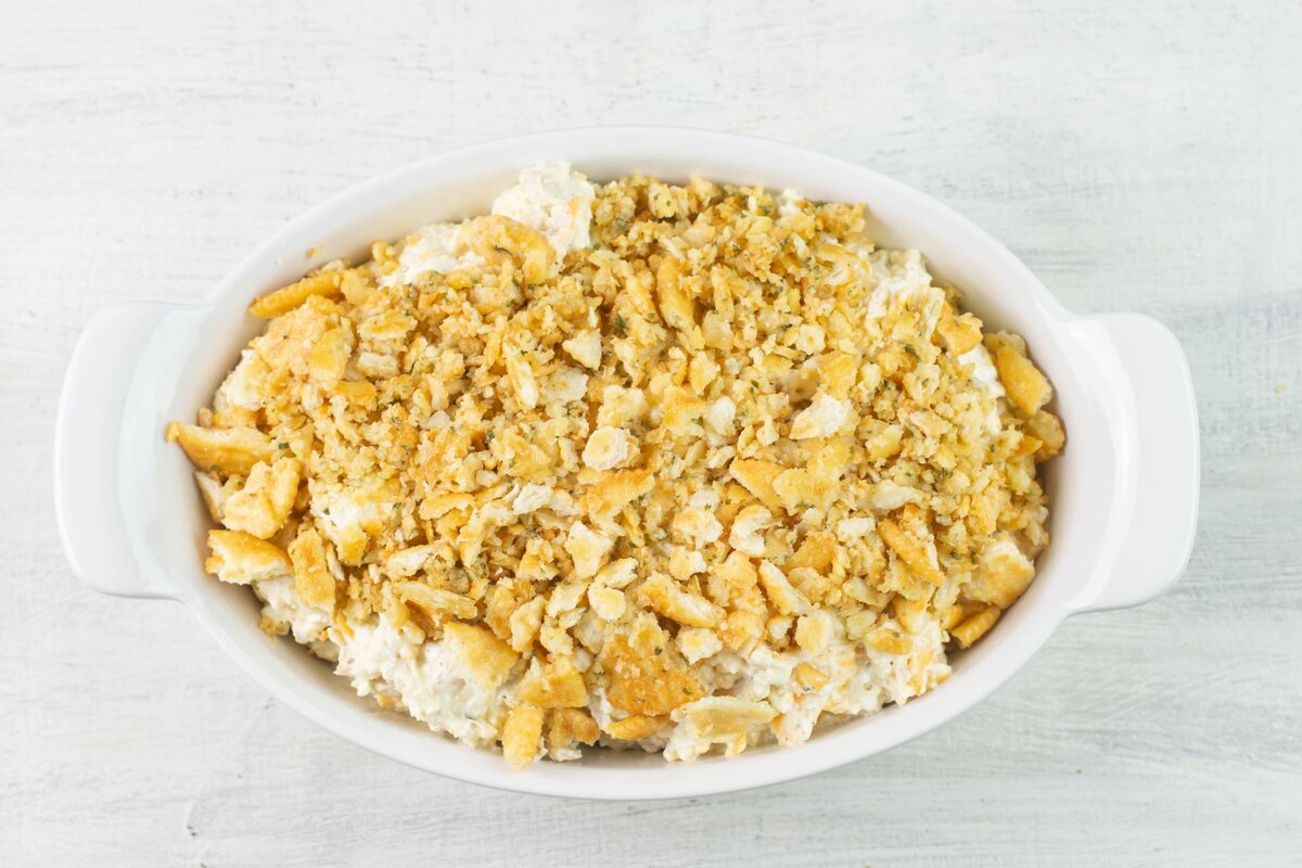 Assembled casserole before baking.