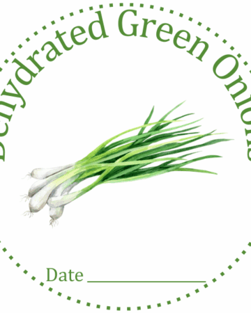 Preview of round canning label for dehydrated green onions.