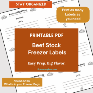 Beef stock freezer label preview image.