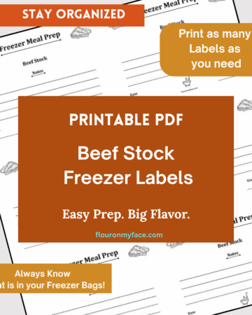 Beef stock freezer label preview image.