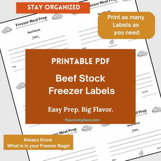 Beef stock freezer label preview image.