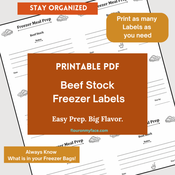 Beef stock freezer label preview image.