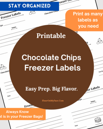 Chocolate chips freezer labels product image.