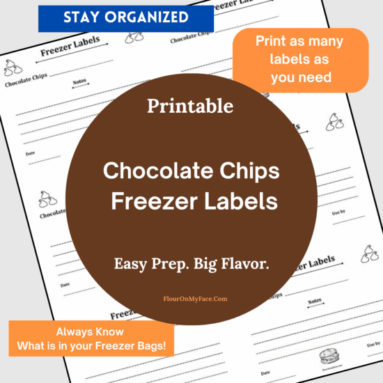 Chocolate chips freezer labels product image.