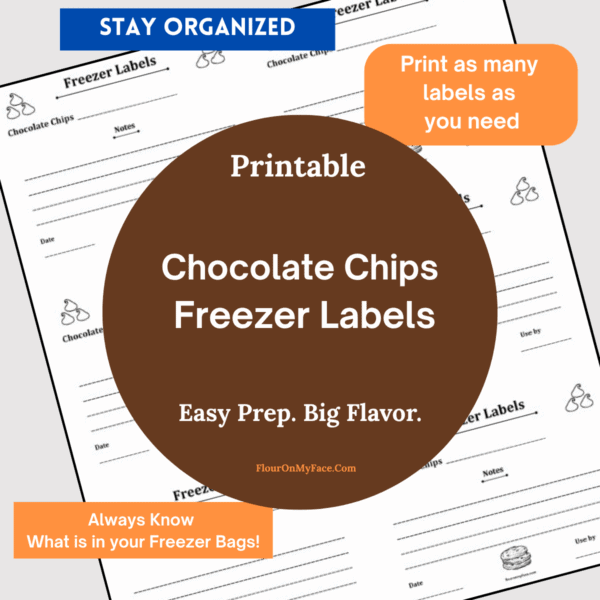 Chocolate chips freezer labels product image.