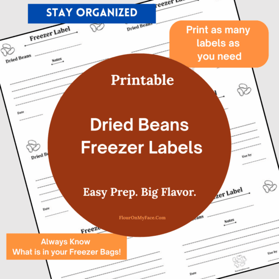 Dried beans freezer labels product image.