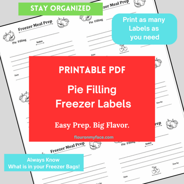 Preview of a sheet of Pie Filling Freezer Labels.