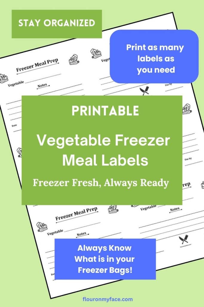 Printable vegetable freezer meal Pinterest image.