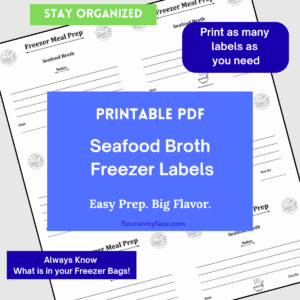 Seafood Broth freezer labels product preview.