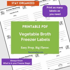 Vegetable broth freezer meal labels preview image.