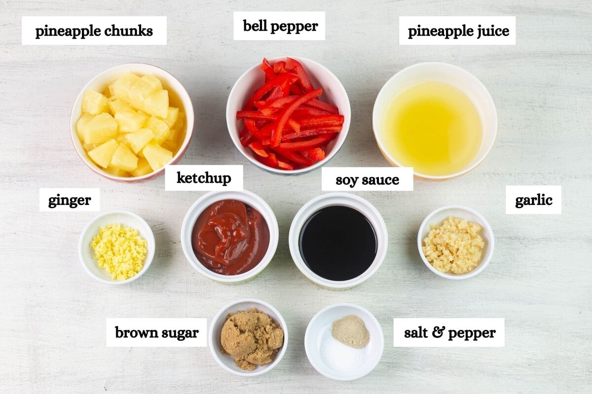 Premeasured ingredients to make sweety & sticky chicken.