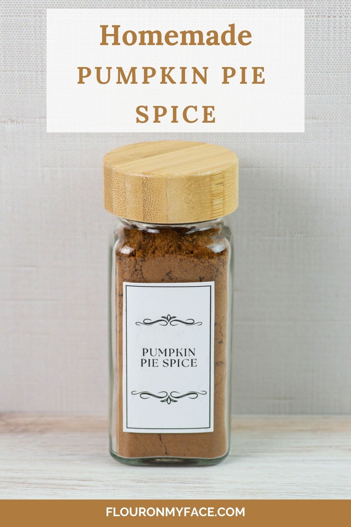 Spice jar filled with pumpkin spice mix.