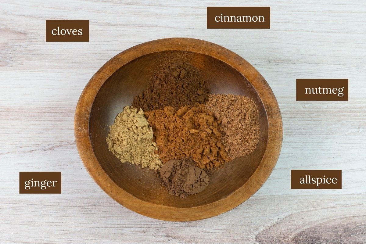 Premeasured ground spices for pumpkin pie.