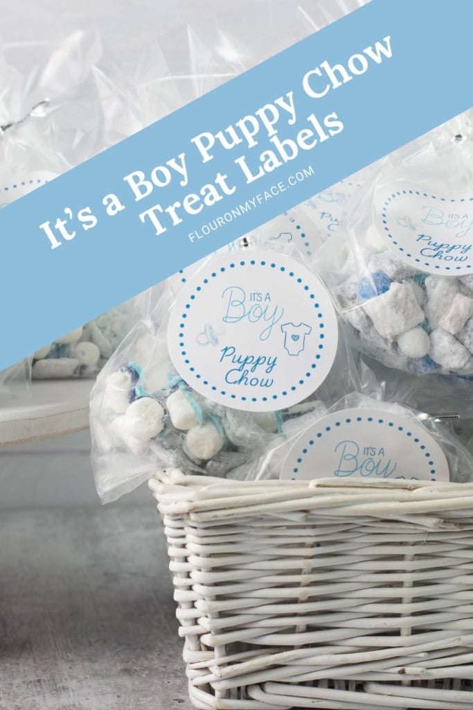 Puppy Chow Label Pinterest image.
