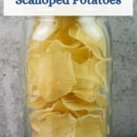 Mason jar filled with dried potato slices.